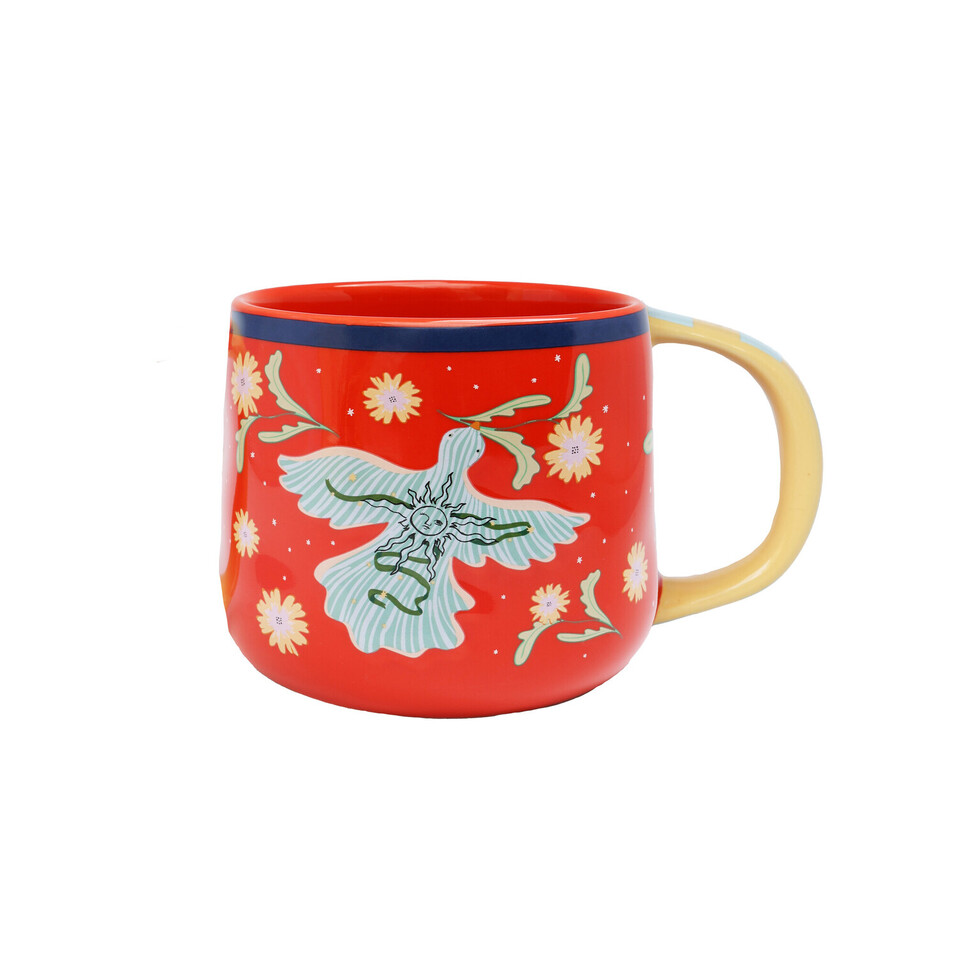 Mug Red with Bird-All the luck in the world