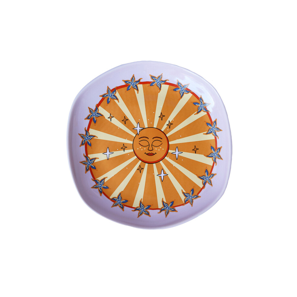 Serving Plate Lilac Sun with Stars-All the luck in the world